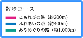 こもれびの路、ふれあいの路、あやめぐりの路